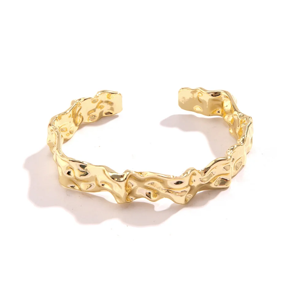 Punk Vintage Irregular Open Cuff Wide Bangles for Women Goth Heavy Metal Arm Bracelet Pulseras Grunge Jewelry Steampunk Men New