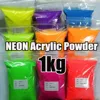 1KG Neon Phosphor 3in1 Acrylic Powder Extending/Carving/Dipping Neon Crystal Powder With Pink/White/Clear Nail Builder Powder 1