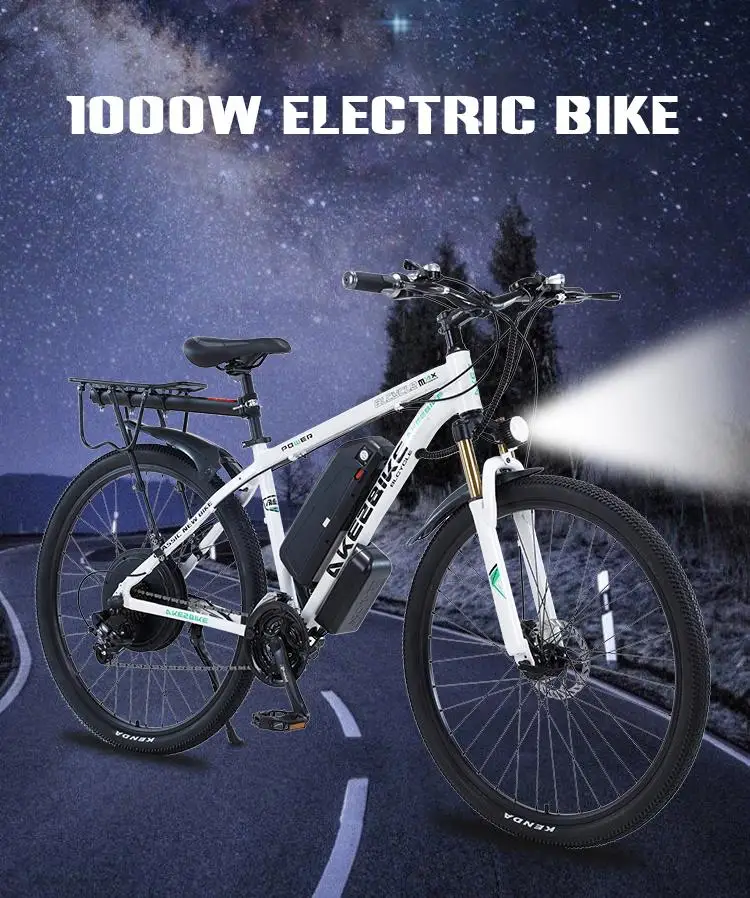 29 Inch Powerful Electric Booster Bicycle Mountain Adults 1000W Off Road Electric Bike Long Distance 21 Speed