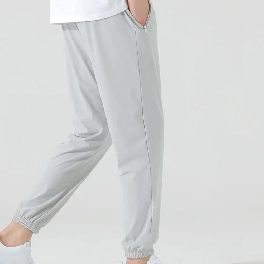 Description Picture 3 of itemMen Sports Pants Quick Dry Unisex Gym Sweatpants With Side Pockets Elastic Waistband Lightweight Ice Silk Joggers For Training