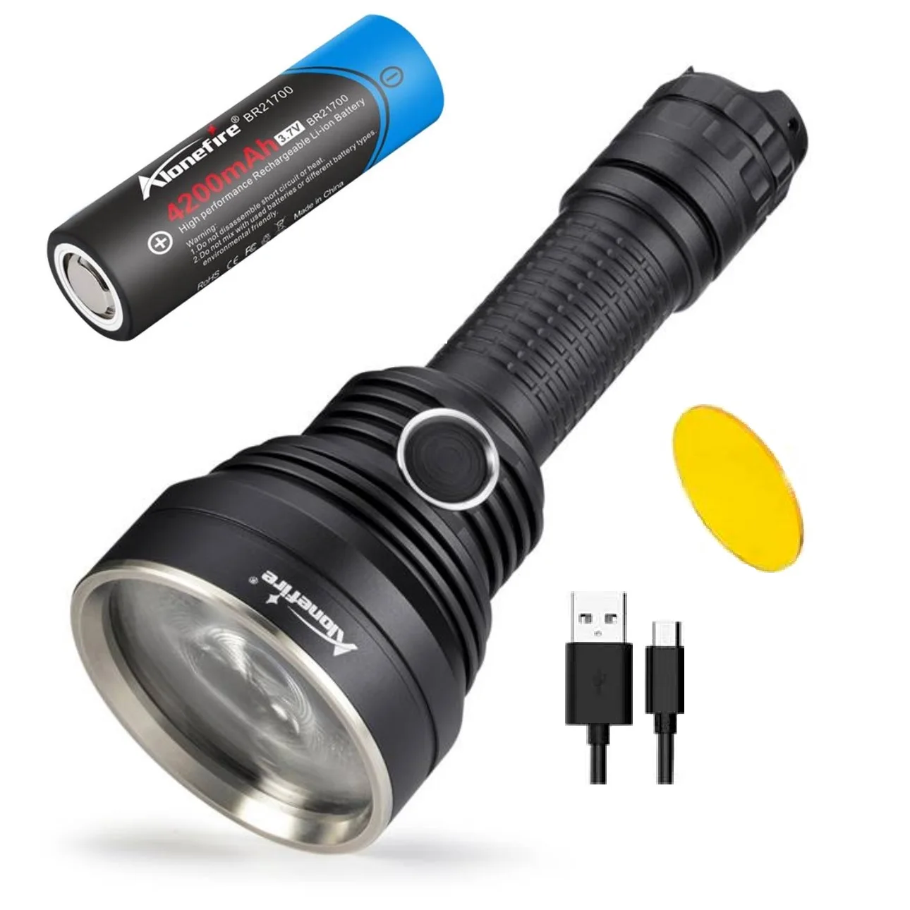 Alonefire X40 Powerful NM1 LED Flashlight Beam Distance 1000M Torch Lighter by 21700 Battery for Camping Hunting Search Rescue