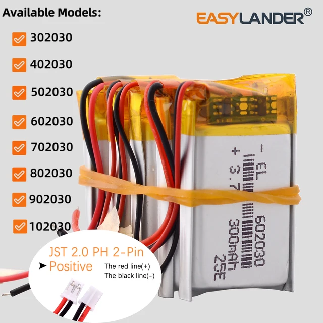 5Pcs/Lot JST2.0 2P 902030 3.7V 500mAh Li-Polymer Li-ion Battery Lipo 402030 302030 502030 602030 702030 802030 102030