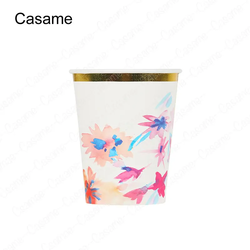 Gold Pink Luxury Paper Cups Children Birthday Party Decorations Kids Party Supplies Cups Disposable Tableware Sets Cute