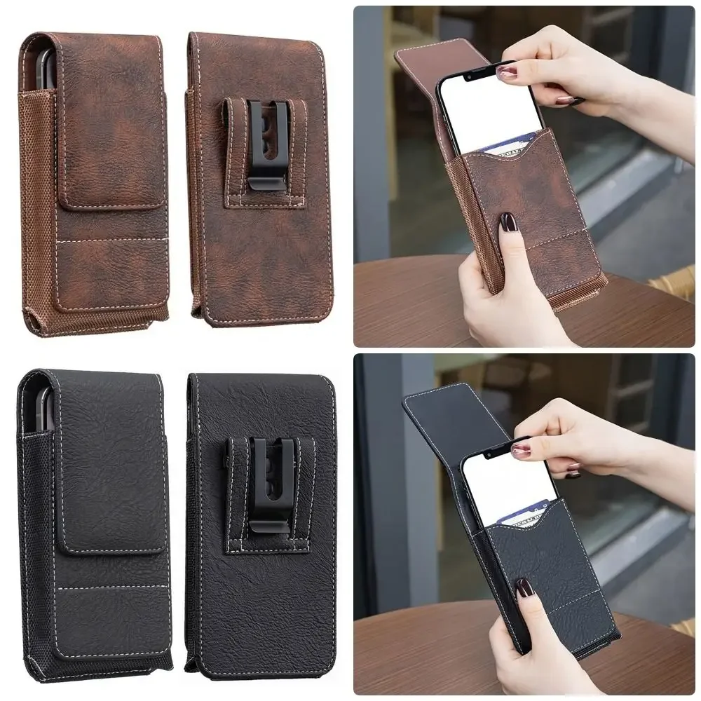 PU Leather Outdoor Waist Pack with Belt Clip - Universal Smartphone Pouch