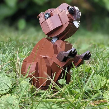 Small Animal Building Blocks MOC Cartoon Pufferfish Capybara Daze Model Creative Dolls Desktop Ornaments Assemble Kid Toys Gifts