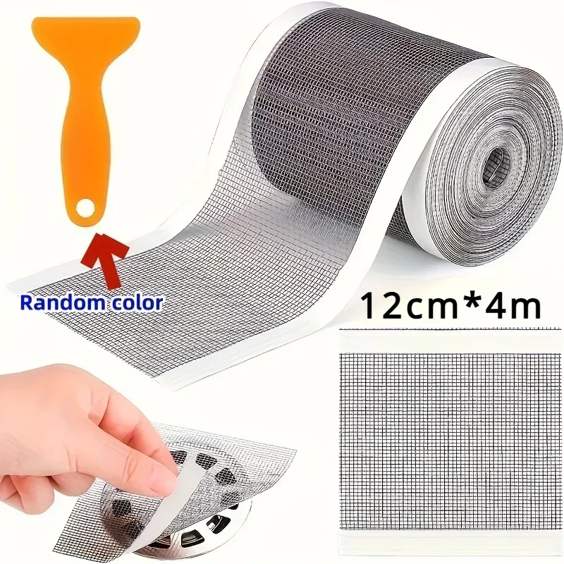 Cutable Shower Drain Hair Catcher Disposable Shower Drain Sticker Mesh bathroom kitchen sink filter 12cm*4m shower drain cover sink strainer hair drain catcher
