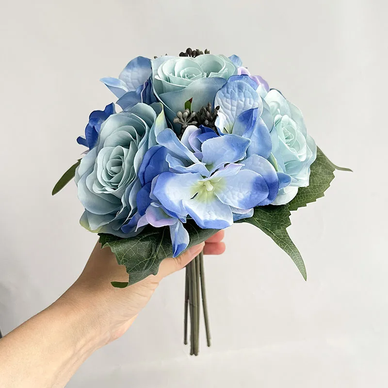 Bridesmaids Bouquets for Wedding Bride Accessories Hydrangea Silk Roses Artificial Flowers Bridal Bouquet Mariage Wedding Decor