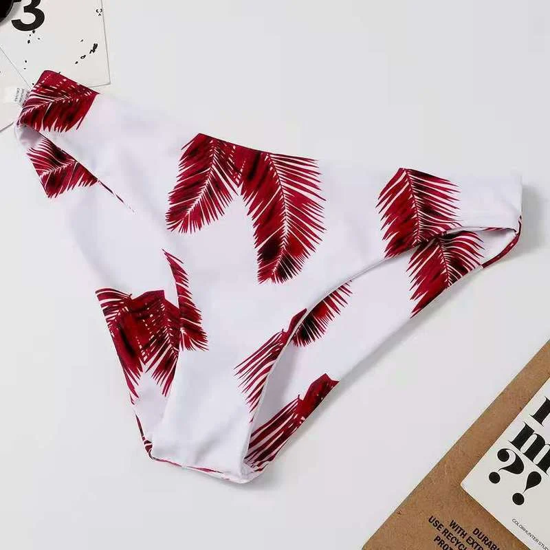 Leaf Printed Bikini Set Women Low Waist Swimwear Push Up Bikini Summer Party Holiday Bathing Suit 2024 Two Piece Set Swimsuit