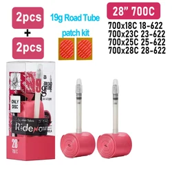 RideNow Ultralight TPU Bike Inner Tube with French Valve Options - 45mm (2PCS 700C 19g)