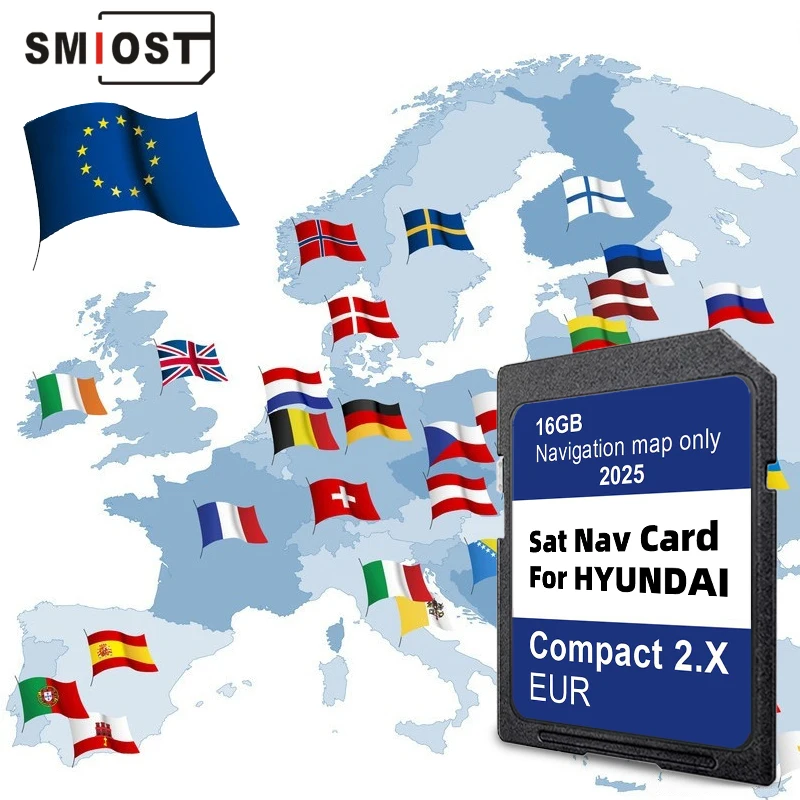 Navigation GEN2 GPS SD Card Compact 2.X for Hyundai H1/i20/Santa Fe/Grand Santa Fe/Tucson Car Cover UK Europe Maps