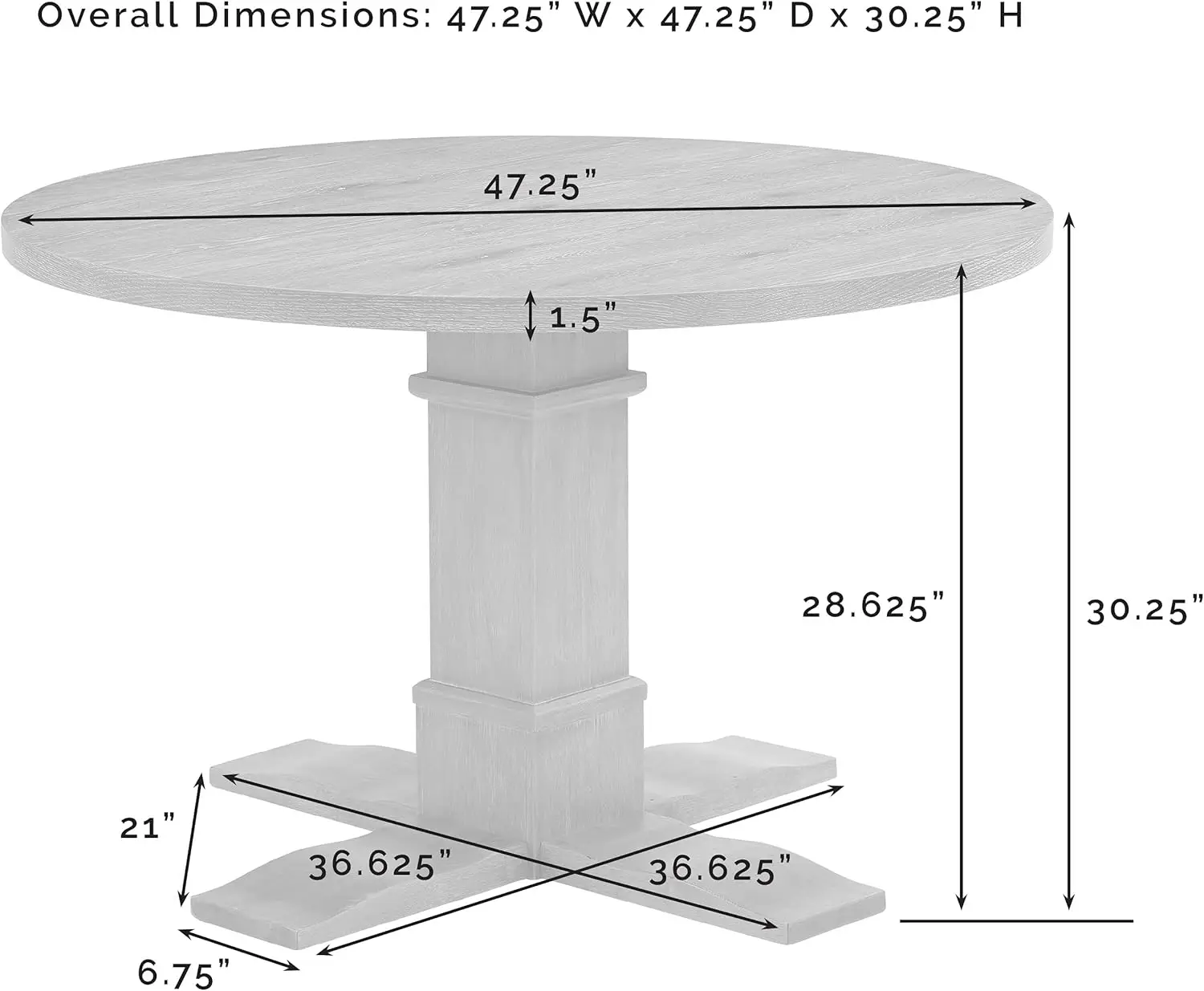 Joanna Modern Farmhouse Round Wood Dining Table, Rustic Brown