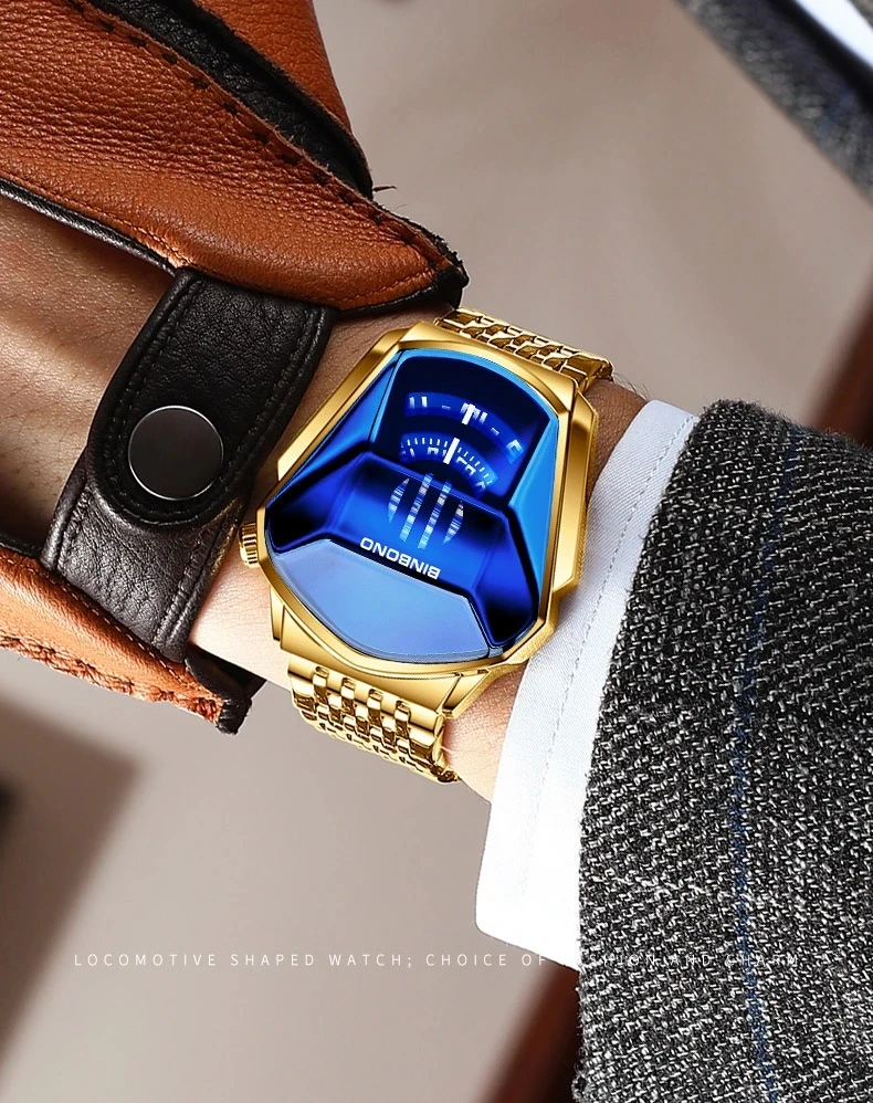 BINBOND Men's Stylish Luminous Quartz Watch with Steel Mesh Band and Touch Screen