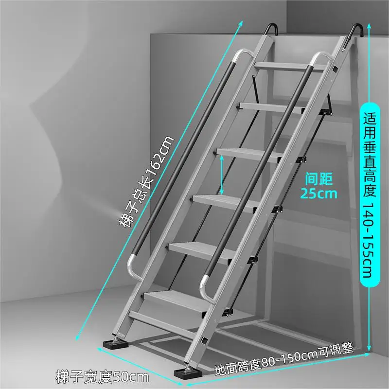 סולם, פלטפורמה טלסקופית מתקפלת מתכת אלומיניום לבית, מדרגות, מדרגות פנימיות, סולם טיפוס נייד מעובה