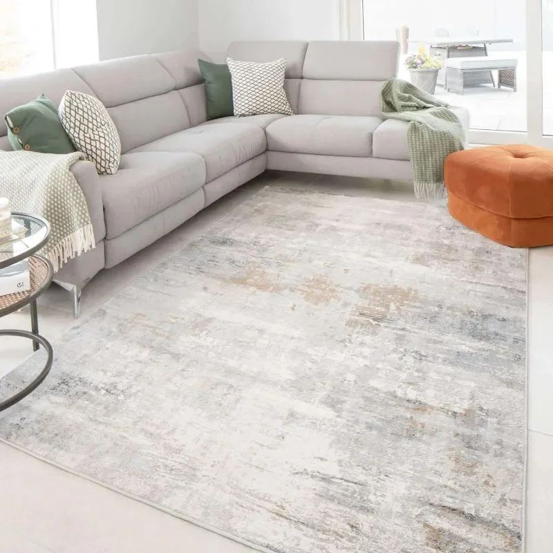 Distressed Abstract Beige Rug - Lena | Living Room Rugs | Kukoon Rugs Online