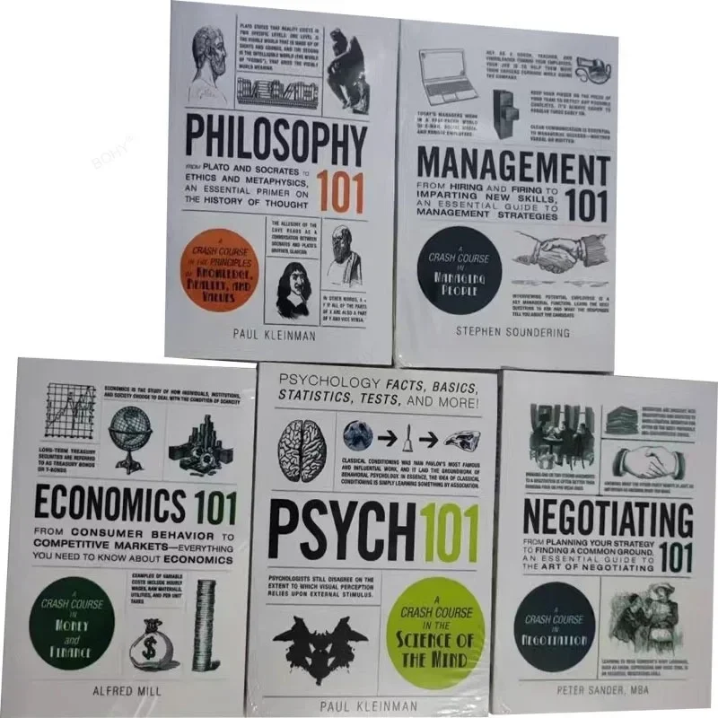 

5 Books/set of 101 Series Economics Management Negotiation Psychology and Philosophy in English Self Enhancement Novels