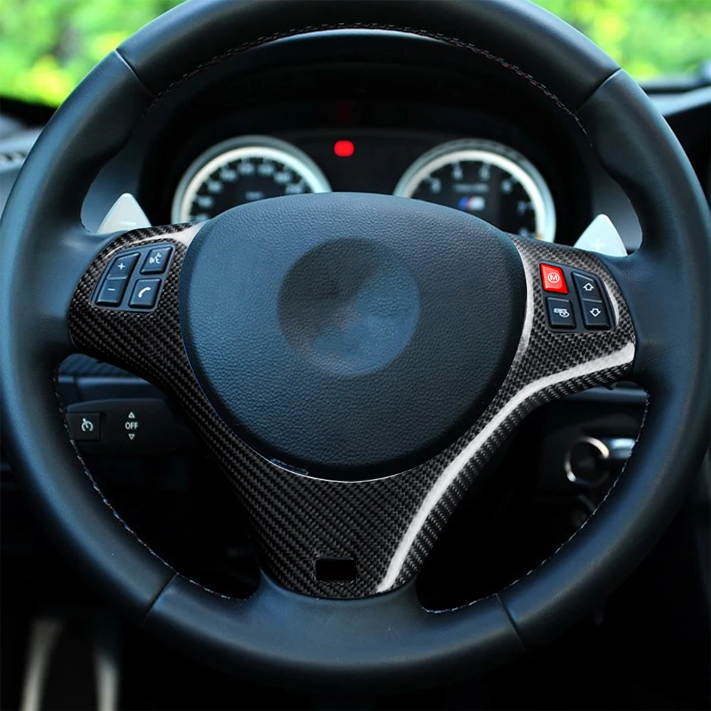 For BMW 3 Series E90 Sedan E92 Coupe E93 Convertible M3 2007-2013 Steering Wheel Trim Frame Dry Carbon Fiber Interior Refit