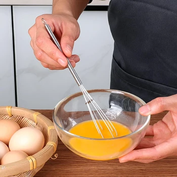 Stainless Steel Whisk Manual Egg Whisk Nonstick Wire Egg Beater Mini Whisks Balloon Wires DIY Kitchen Mini Whisk Kitchen Gadgets