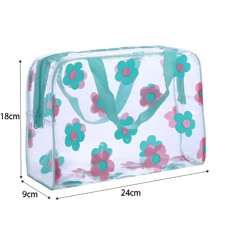 Transparent PVC Makeup Bags Portable Women's Floral Waterproof Cosmetic Bag Travel Washing Toiletry Shower Storage Pouches 6
