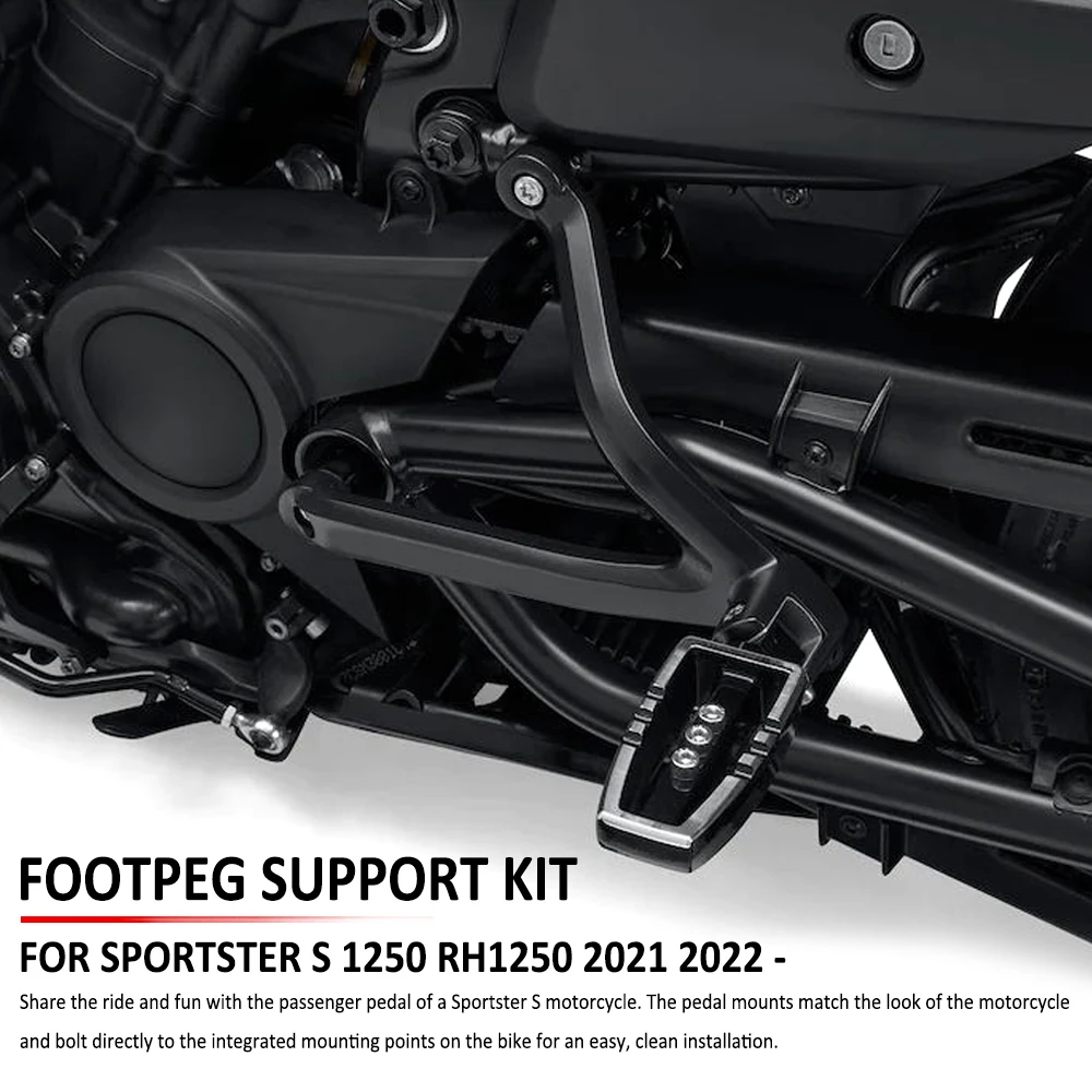 

NEW FOR SPORTSTER S 1250 RH1250 RH 1250 2021 2022 - Motorcycle Passenger Foot Peg Rests Footpeg Support Kit Heat Shield Cover