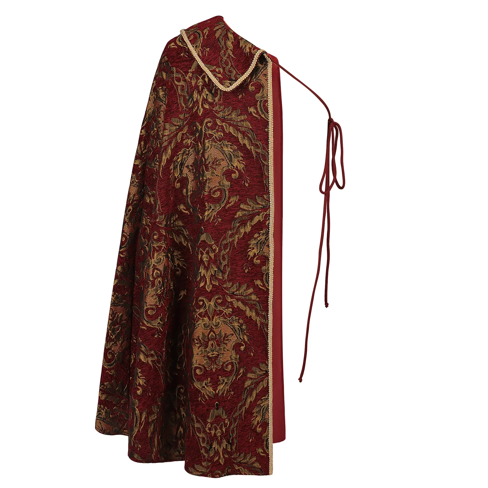 Costumi Medievali Rinascimentali, Mantello Steampunk a Mezzo Spalla, Costume da Re Tudor Nobile, Mantello Monospalla - immagine 3