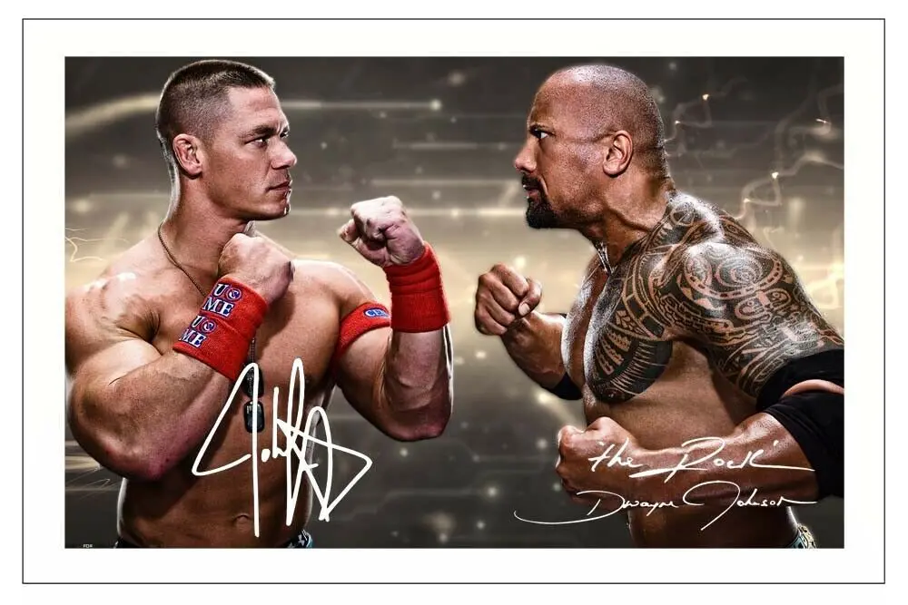 

JOHN CENA & THE ROCK Signed Art Film Print Silk Poster Home Wall Decor