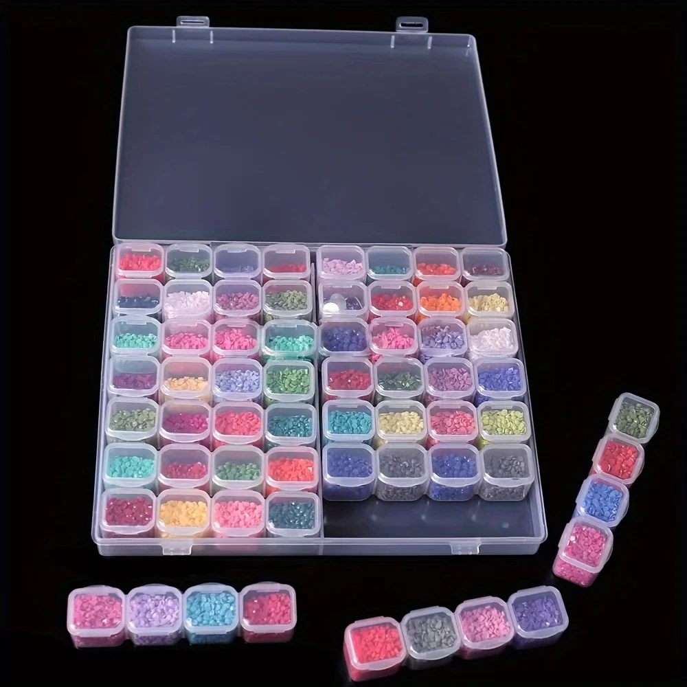 Set mit 64 grauen Kunststoff-Aufbewahrungsbehältern – Organizer für Schmuck, Anhänger und Accessoires; DIY-Diamantmalerei-Aufbewahrungsbox – Detail 11