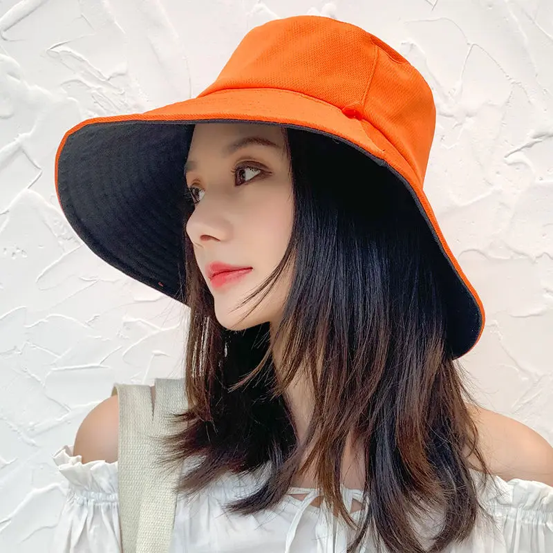 Fisherman Hat Women's Summer Face Cover Sun Screen Large Brim Sunshade Hat Internet Celebrity Double-Sided And Versatile sun hat women hat