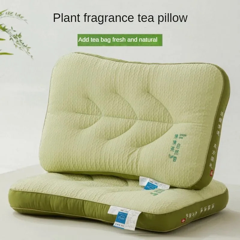 New herbal tea fragrance pillow core home cervical spine shaped pillow adult pillow core to help sleep without collapsing 2