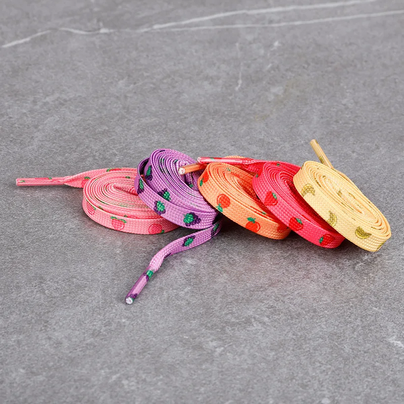 Flat Macaron Cute Printing Shoelaces for Sneakers Pattern Print Fruit Shoelace Strawberry Grape Peach Orange Banana Shoe Laces