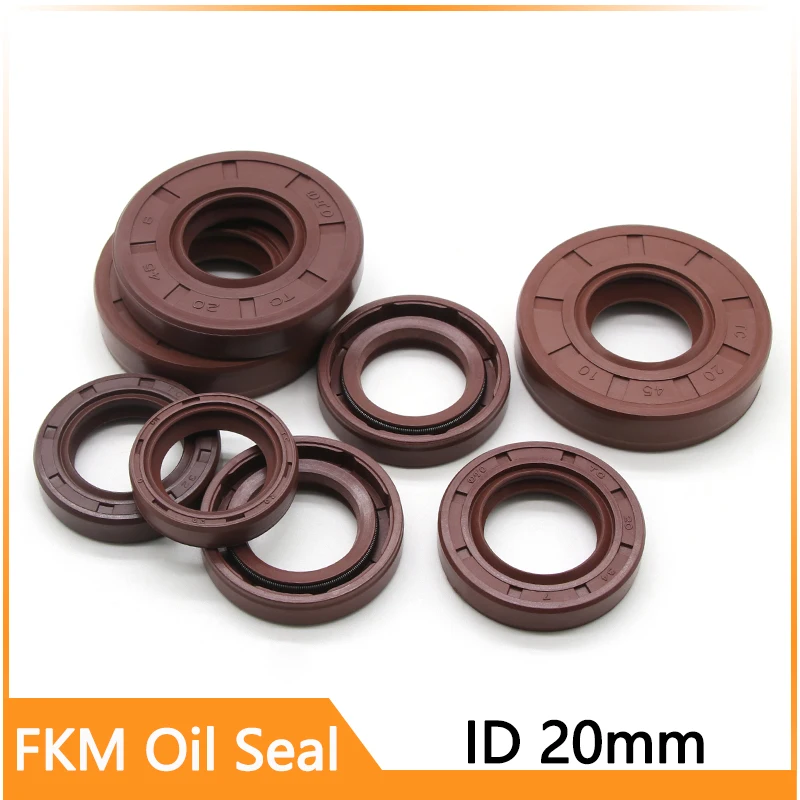 

1/2pcs ID 20mm FKM Oil Seal TC-20*27/28/30/32/34/35/38/40/42/45/47/50/52*5/7/8/10mm Fluorine Double Lip Oil Seals