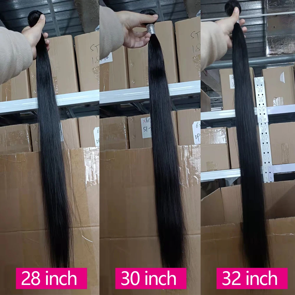 12A Straight Human Hair Bundles 28 30 inch Raw Hair Bundles 36 38 40 Inch Long Thick Bundles Cheap Brazilian Hair Weave Bundles 2