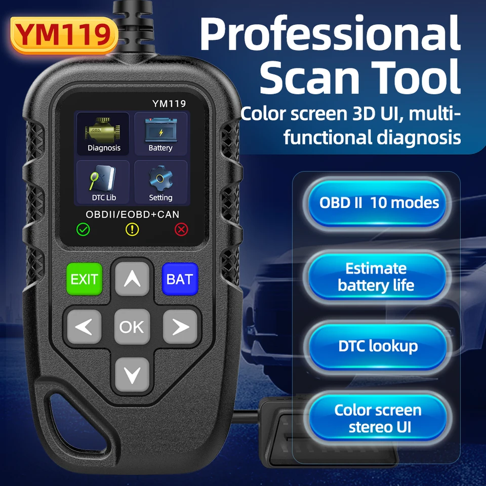 Professional Scan Tool Multi-language OBD2 Scanner Diagnostic Tool Code Reader YM119 Car Auto OBD Scanner Automotive Spare Part