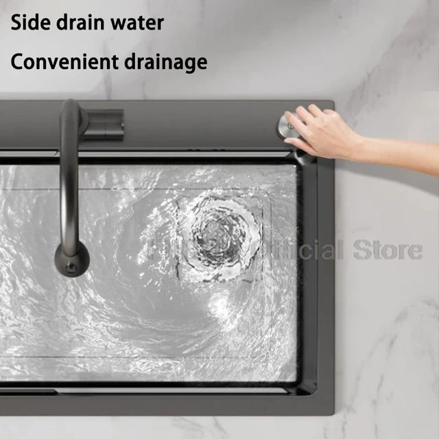 อ่างล้างจานหนา 304 สแตนเลสสตีล Double TRACK Stepped มัลติฟังก์ชั่ขนาดใหญ่ SINGLE SLOT ล้าง/ตัด/ท่อระบายน้ําในหนึ่งชุด 6