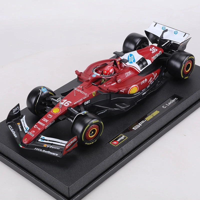 Burago 1:18 Ferrari F1 Formula Racing Car SF25 NO.16 C.Leclerc NO.44 L.Hamilton Alloy Model Car