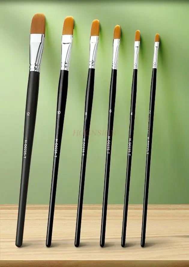6pcs 미술 학생 특정 긴 막대 브러쉬 세트, 수채화 브러쉬 세트, 수채화 브러쉬, 모조 늑대 머리 색상, 오리 혀
