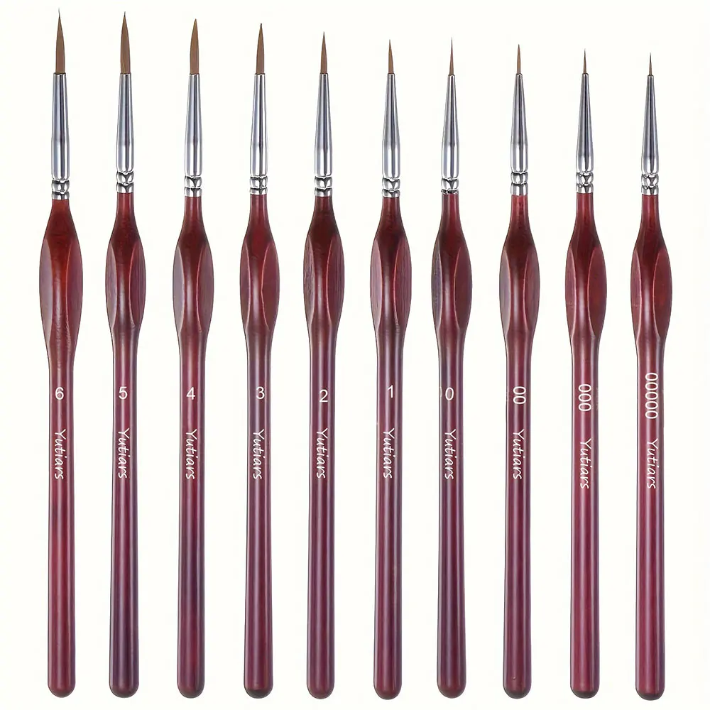 Lot De 6 Pinceaux Fins Extra Longs Pour Détails Artistiques - Tailles #000 à #3 - Pour Acrylique, Aquarelle, Huile, Gouache
