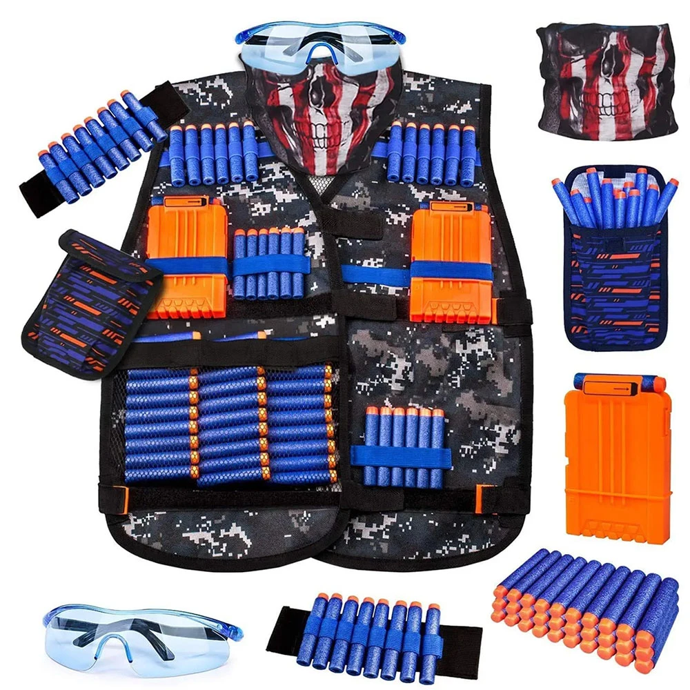 Kit de chaleco táctico para niños para Nerf Guns Series, bolsa de dardos de recarga, Clips de recarga, máscara táctica, y gafas - AliExpress