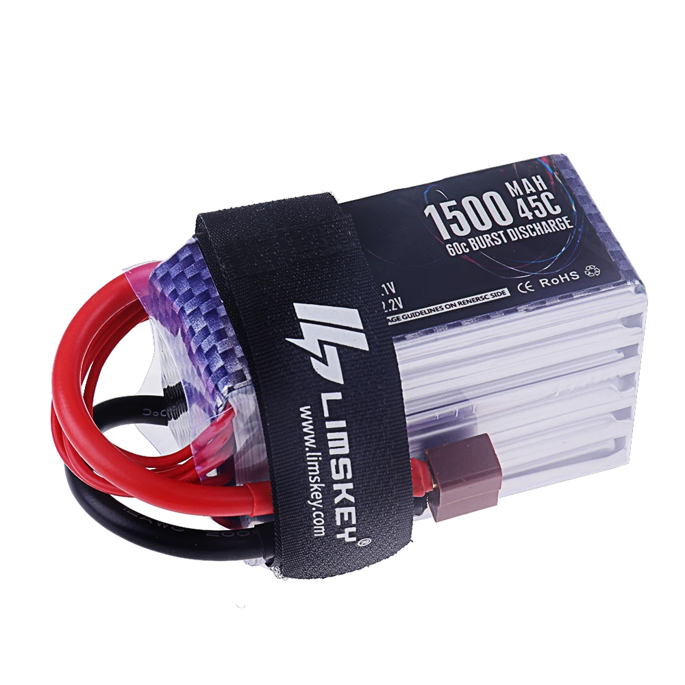 Batterie LiPo 6S 1500-2800mAh posée sur une surface plane, étiquettes visibles