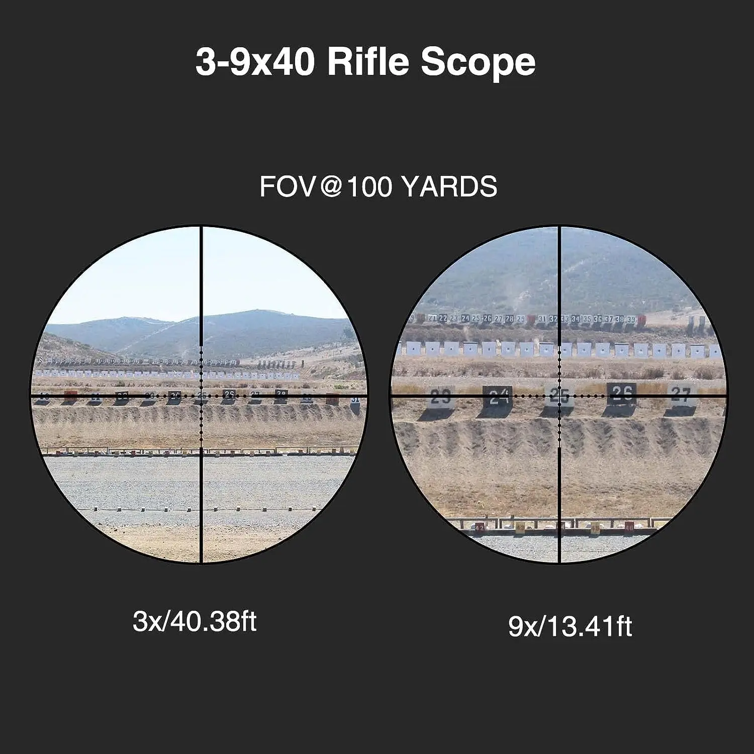 CVLIFE 3-9x40 Rifle Scope Red Green Illuminated Optical Riflescope Mil-dot Reticle Sights for 11mm or 22mm Rail Mounts &lrm;Aluminum