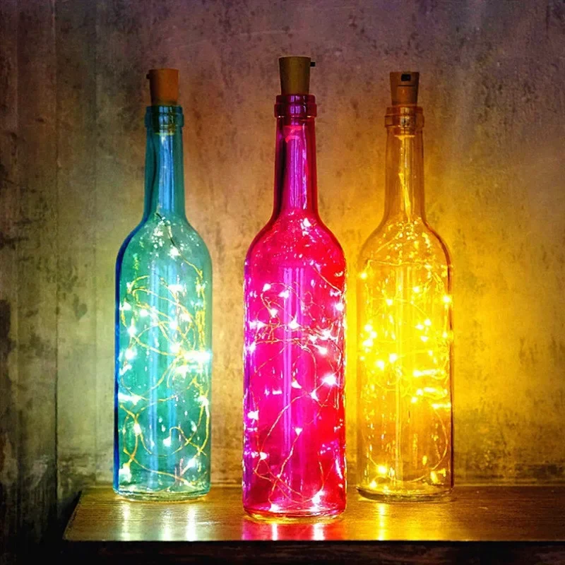 6 stücke 20led Wein Flasche mit Kork Flasche Led String Fairy Lichter Batterie Kork für Party Hochzeit Weihnachten Halloween bar Dekore – Detail 3