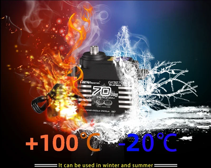 Waterproof IP68 Servo Large Torque Magnetic Induct 8.4v Brushless 70kg Servo Steel Helical Gear Remote Cars Accessories1/8 1/10
