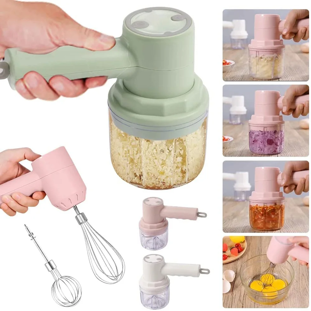 

250ml Wireless Electric Garlic Chopper Crusher Automatic Egg Cream Whisk USB Rechargeable Food Mixer Masher Fruit Vegetable Tool