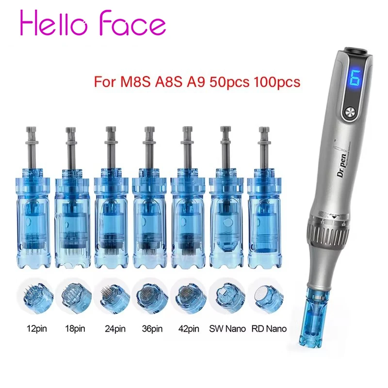 Replacing Needle Cartridge For Dr Pen M8S A9 A8S Work Derma Pen 11/16/24/36/42/Nano MTS Microneedling Skin care 100PCS 50PCS