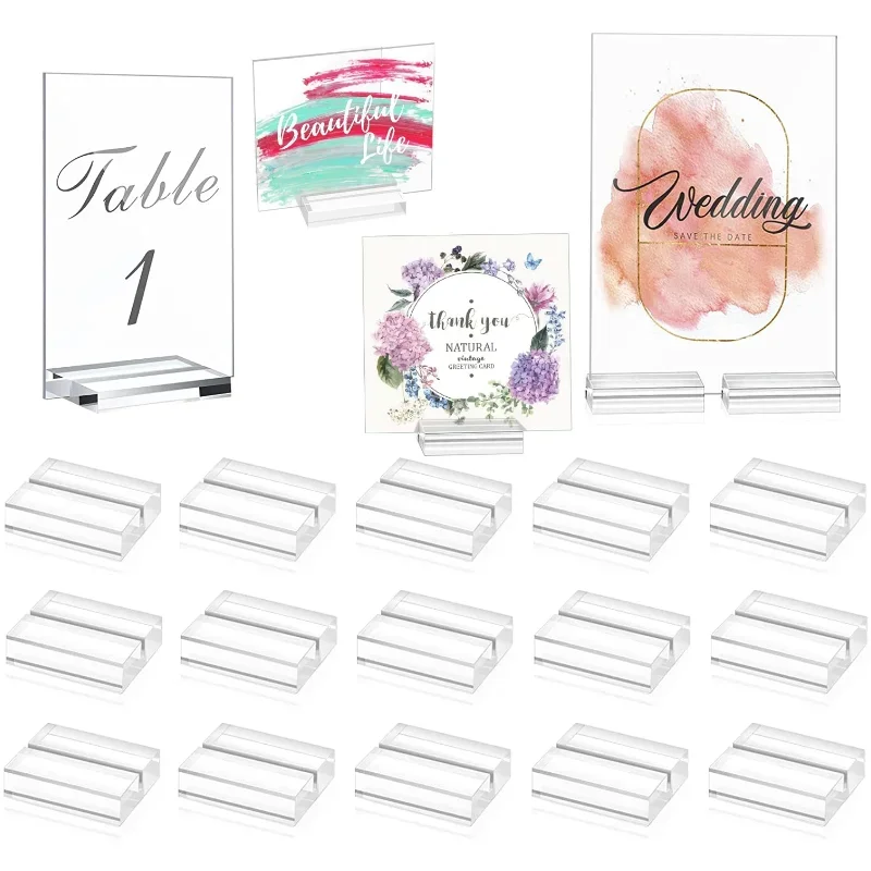 10Pcs 30*25*10mm Acrylic Stand Clear Place Card Holder  Slot Wedding Table Number Display  for Sign Photo Office Menu 3
