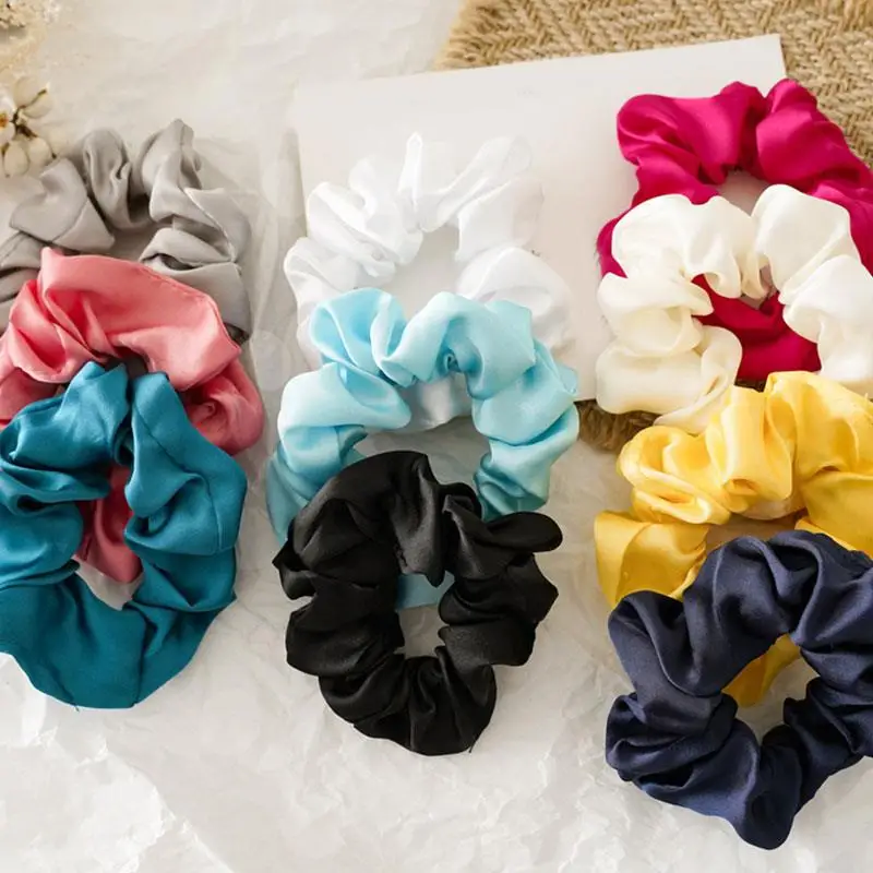 

1PCS Satin Silk Scrunchies Elastic Hair Bands Women Small Solid Ponytail Holder Hair Tie Rubber Bands Girls Hair Accessories