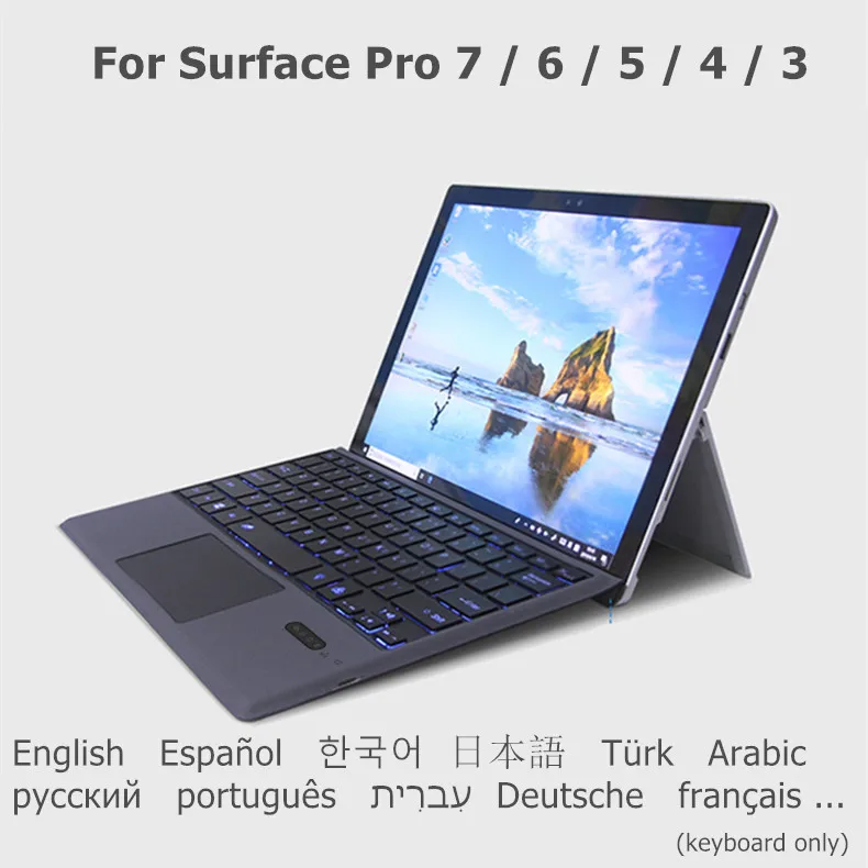 Wireless Touchpad Keyboard for Microsoft Surface Pro 6 5 7 4 3 Korean Spanish Russian Backlit Cover | Компьютеры и офис