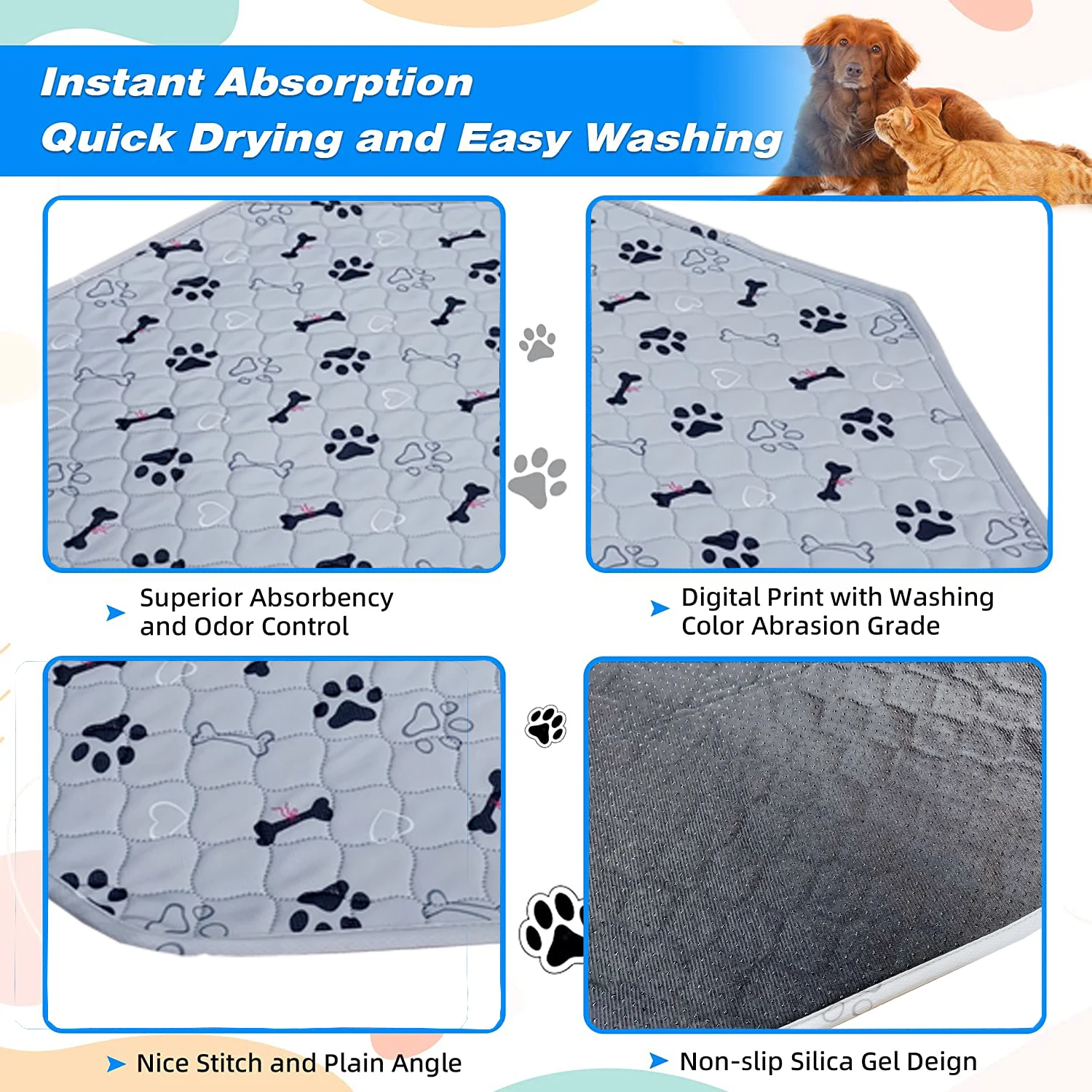 Large Pet Dog Pee Pads 2pcs Rosa Rink Washable Sleep Play Pad Reusable Dogs Puppy Pads Pet Training Pads Dogs Absorbent dog pee pad,dog training pad