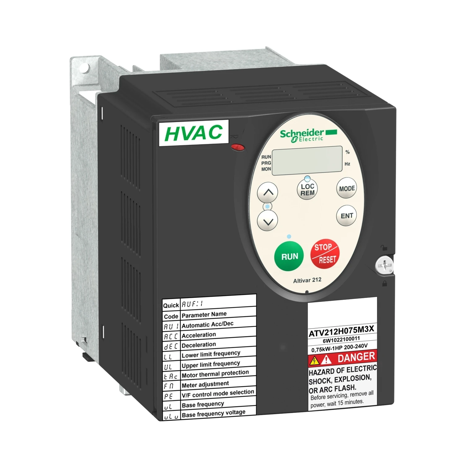 

Frequency converter ATV212 0.75kW-1hp-480V -3ph - EMC - IP21 ATV212H075N4