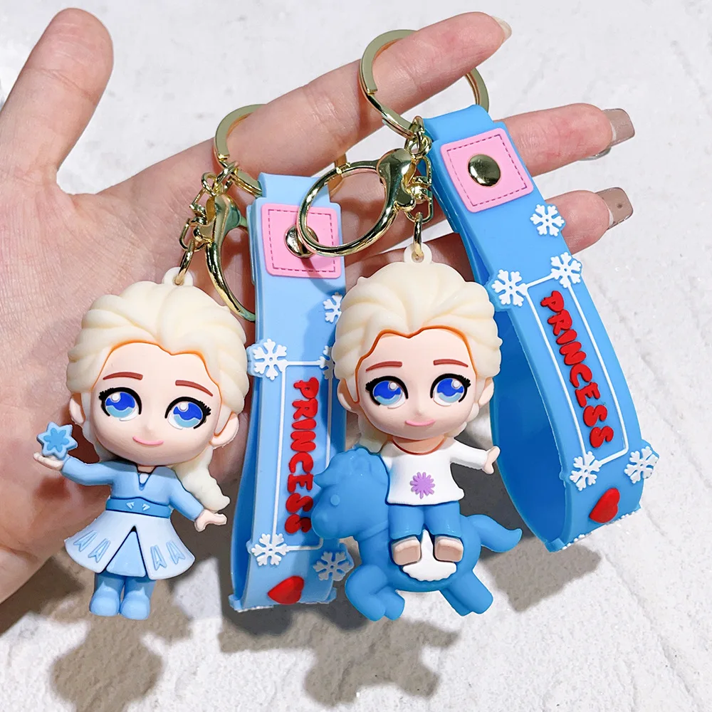 Frozen Princess Lisa Key Pendant Cartoon Silicone Car Keychain Cute Creative Gift anime keychain keychain pendant