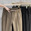 2025 Autumn Winter Men's Business Casual Suit Pants Classic Korean Style Stretch Straight Casual Trousers Gray Brown Male